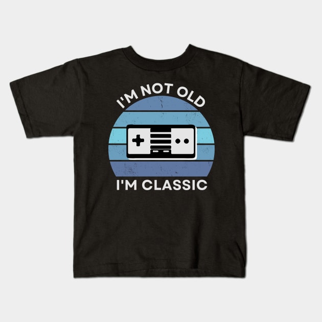 I'm not old, I'm Classic | Game Controller | Retro Hardware | Vintage Sunset | '80s '90s Video Gaming Kids T-Shirt by octoplatypusclothing@gmail.com
